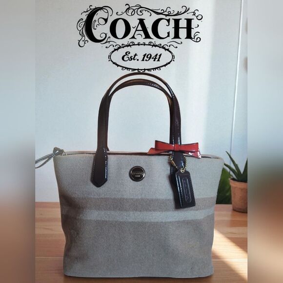 Coach 2013 Striped Wool Tote Bag Excellent Condition - Picture 1 of 11